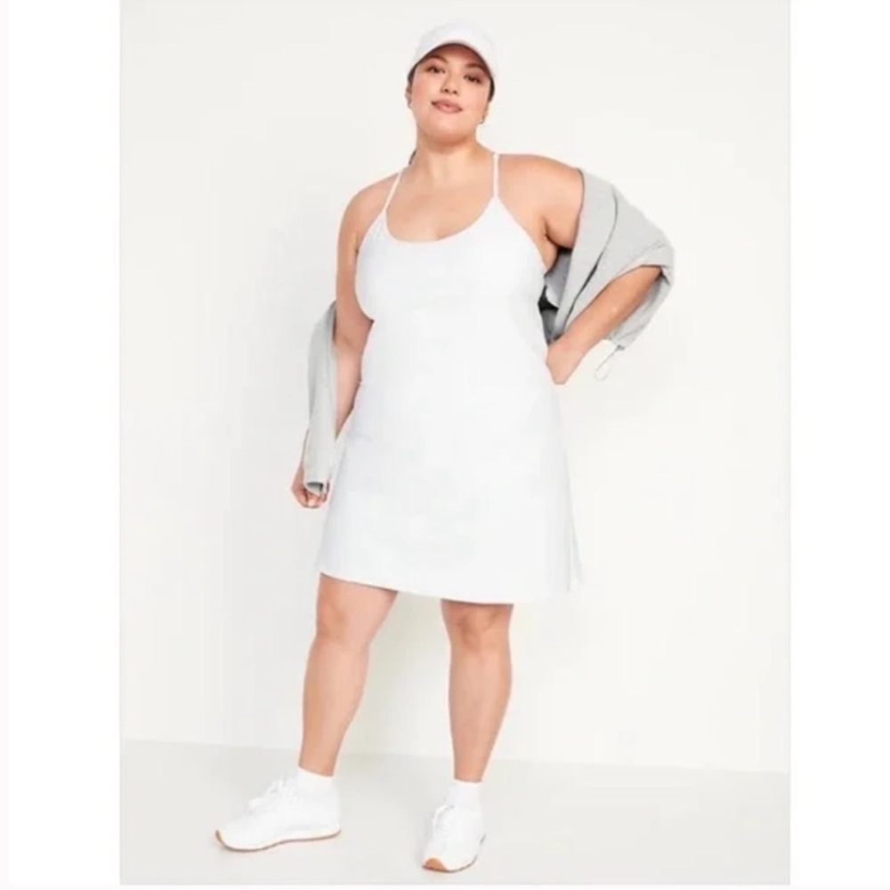 Old Navy Active Powersoft Racerback Mini Swing Dress in White